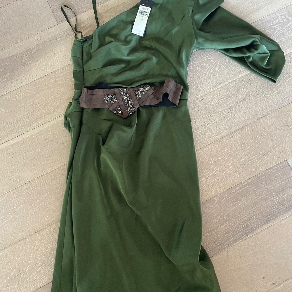 BCBG Patina one shoulder formal cocktail dress. NWT. Size 2
